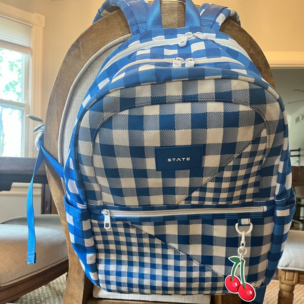 STATE Kids Blue and White Checkered Backpack - Picture 3 of 9